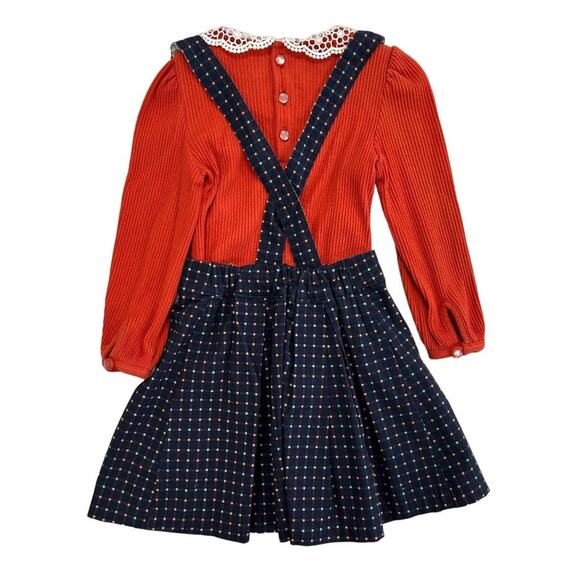 Little Lord & Lady 2 Piece Top Polka Dot Overall Dress Set Girls 3-4 - Picture 6 of 9